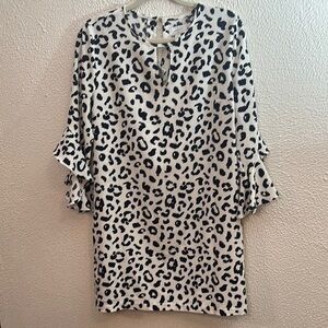 Mud Pie Black and White Leopard Long Sleeve Dress